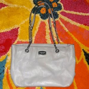 ☆MICHAEL KORS TOTE LEATHER GRAY/SILVER LARGE CHAIN STRAP